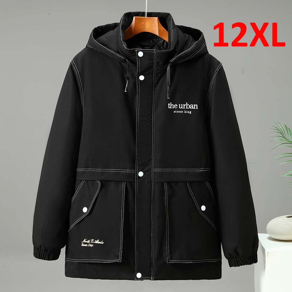 10XL 12XL Plus Size Parka Men Winter Thick Jacket Casual Fashion Black Jacket Coat Male Winter Parkas Big Size 10XL 12XL