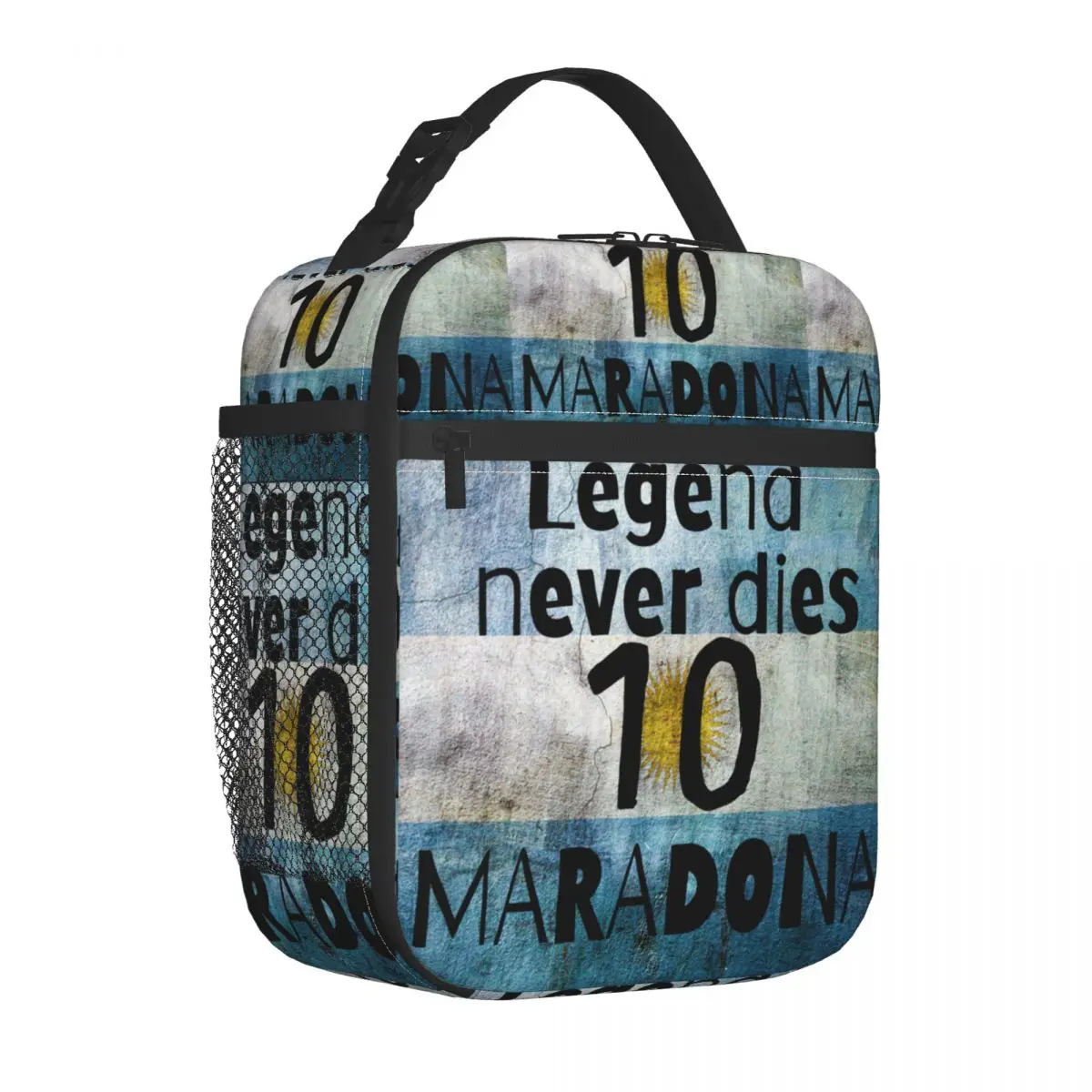 

Legend Never Dies Diego Maradona Poster Insulated Lunch Bags Football Soccer Meal Container Cooler Bag Tote Lunch Box Travel