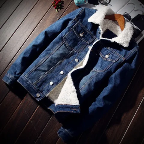 Куртка мужская джинсовая флисовая, модный теплый пиджак из денима, ковбойская Повседневная Верхняя одежда, большие размеры США 4XL, зима