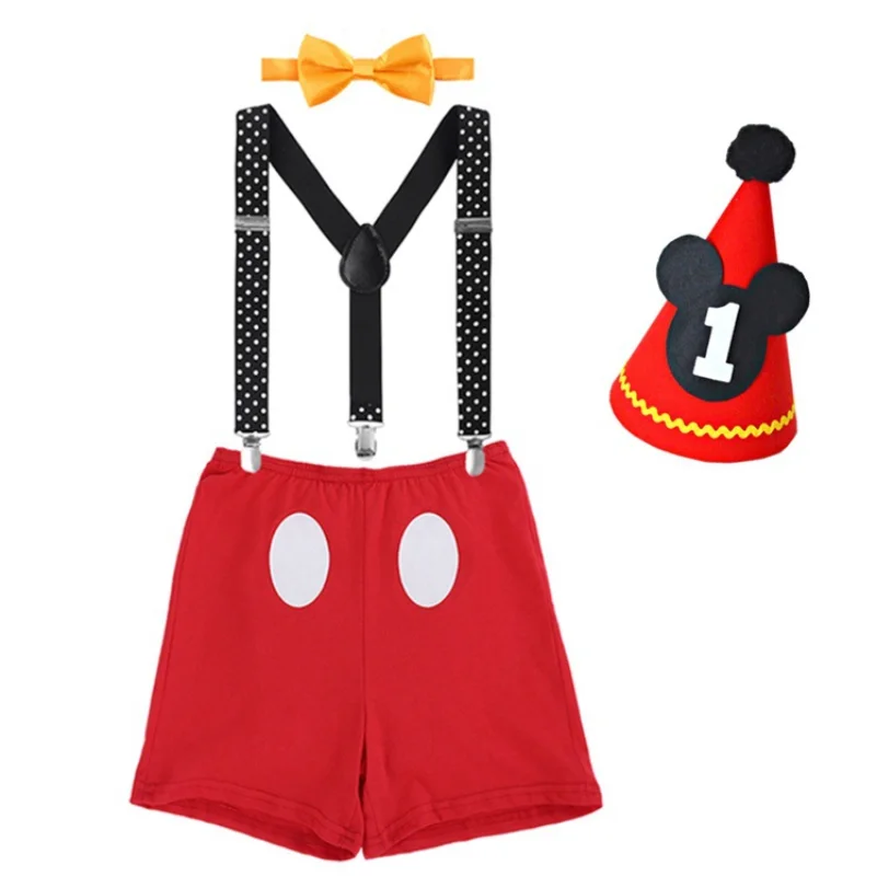 Baby Boy Clothes Cake Smash Mickey Theme 3pcs Outfits for First Birthday Party Themed Party Photography Props Ceremony Playwear images - 6