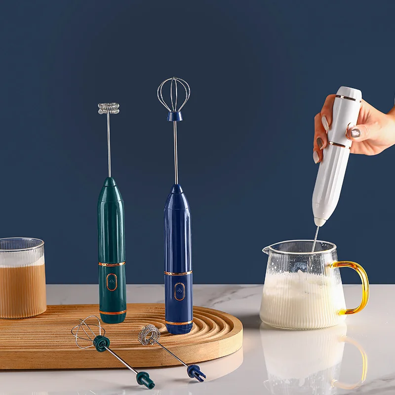 

USB Rechargeable Handheld Wireless Portable Electric Mixer Home Baking Egg Coffee Milk Foam Whisk Double Head Conversion