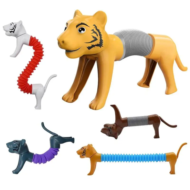 

Детские Пружинные трубки с тигром, Портативная Игрушка для декомпрессии, сенсорная игрушка с животными для девочек и мальчиков