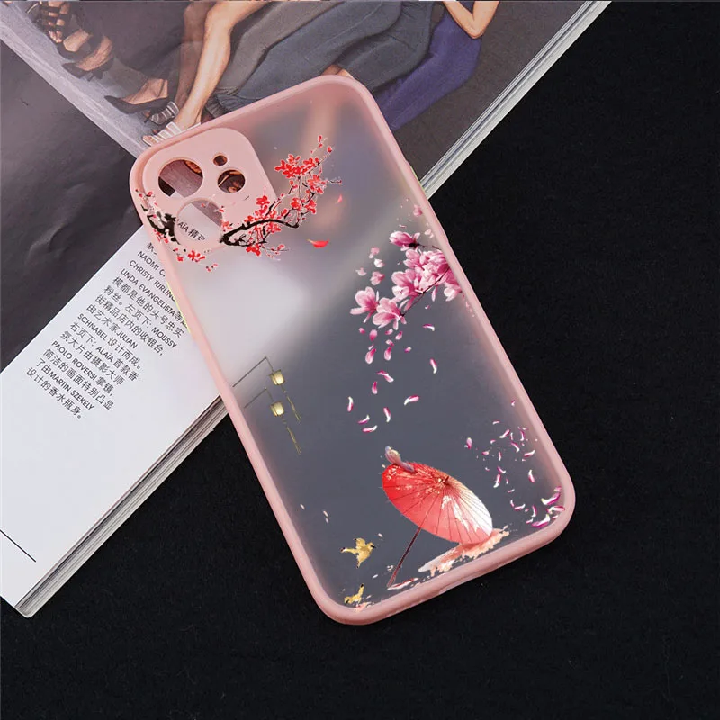 Прозрачный чехол для телефона в китайском стиле с цветами iPhone 11 12 13 XS Pro MAX Mini X XR SE20