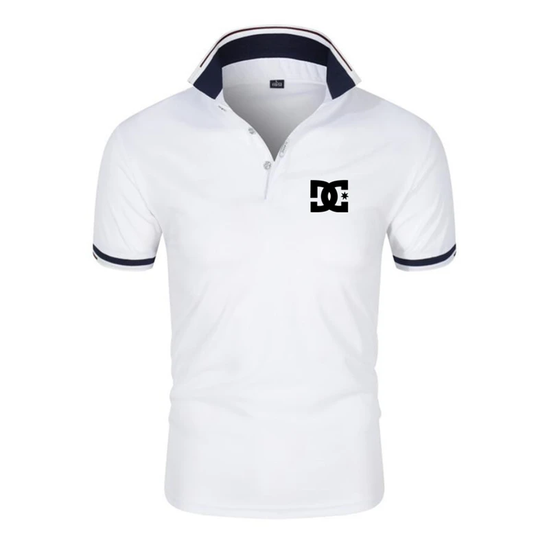 

Men's Summer New Lapel Polo Shirt Cotton Short Sleeves Casual Business Fashion Slim T-shirt Homme Trend Letter Shirt Male Tees