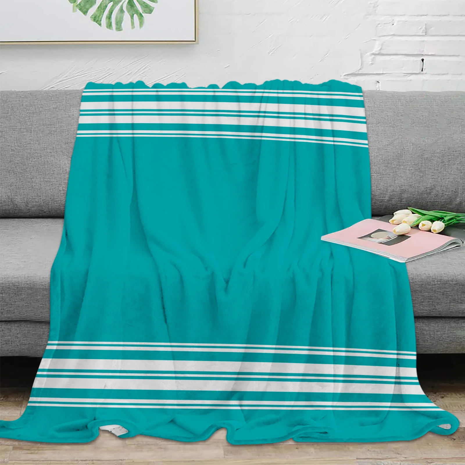 

Плед-одеяло в темно-синюю полоску, мягкое удобное плюшевое покрывало для дома в деревенском стиле, теплые простыни для дивана и кровати