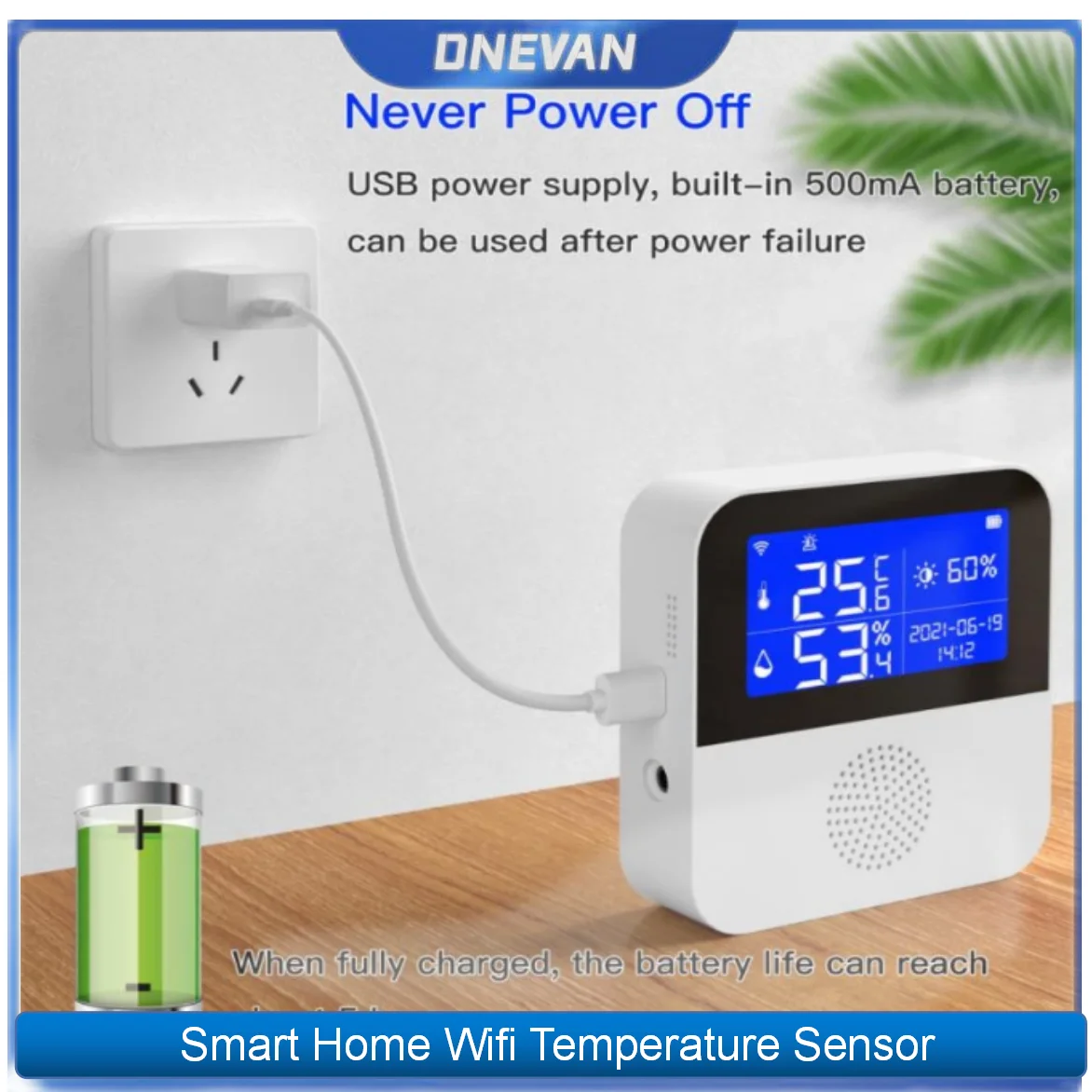 

Tuya Smart Home Wifi Temperature Sensor Home Assistant Humidity Sensor Work with Google Assistant