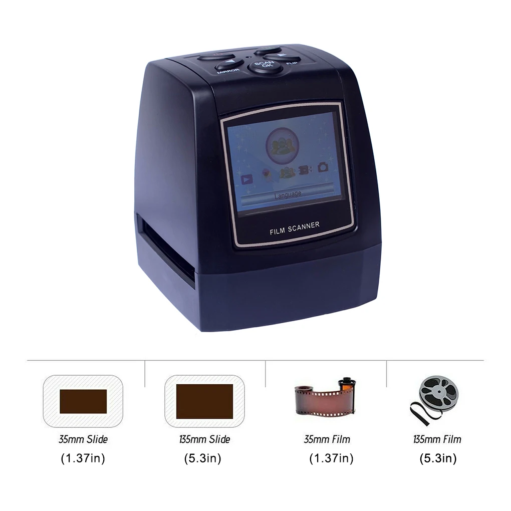 

Digital Film Scanner 35/135mm Positive Negative Slide Film Scanner with 2.4-inch LCD Screen USB Slide Film Converter Photo