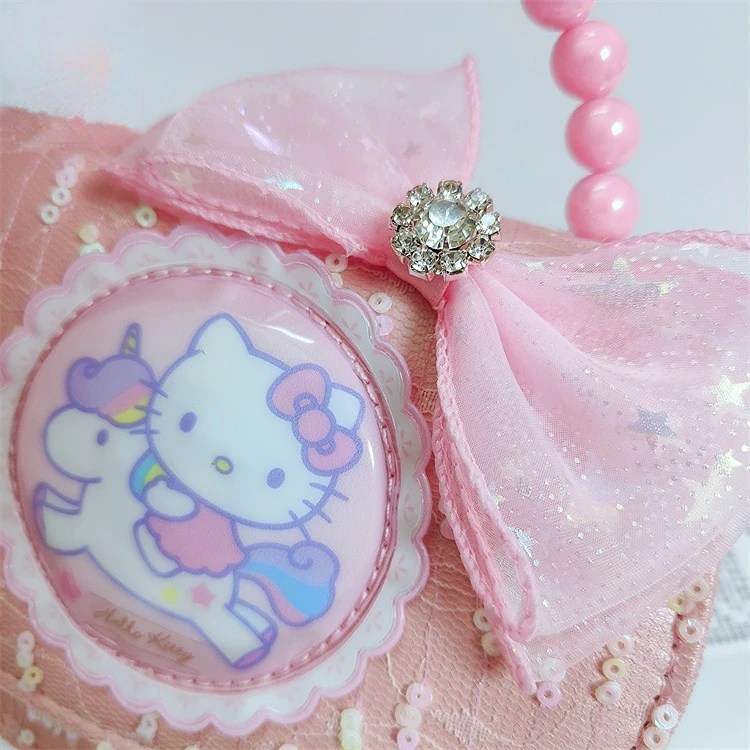 Hello Kitty Genuine Children's Bags Baby Handbag Bright Light-Emitting Small Bag Princess Crossbody Bag
