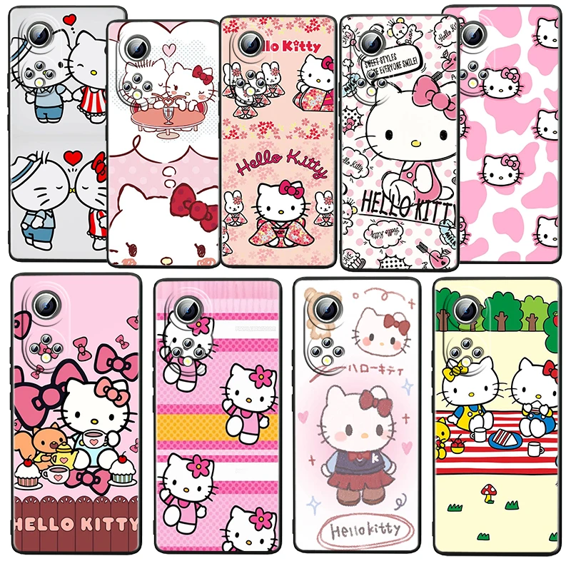 

Cat Cartoon Hello Kitty For Honor 60 50 30 20 Pro Plus 5G Magic3 Play5 5T TPU Soft Silicone Black Phone Case Fundas Coque Cover