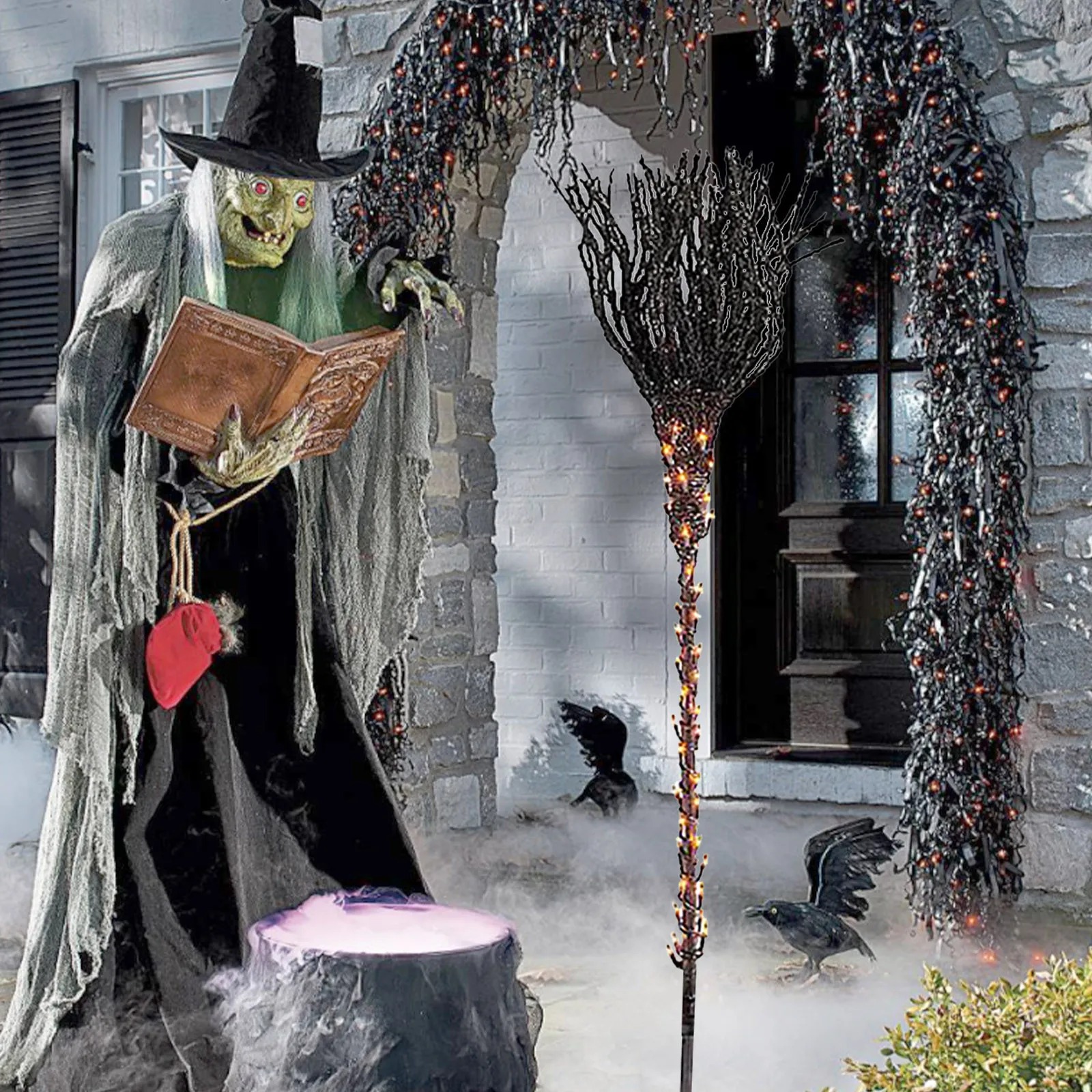 

Flag Pre-Lit Decorations Lights Halloween Broomsticks Holiday LED Home Decor