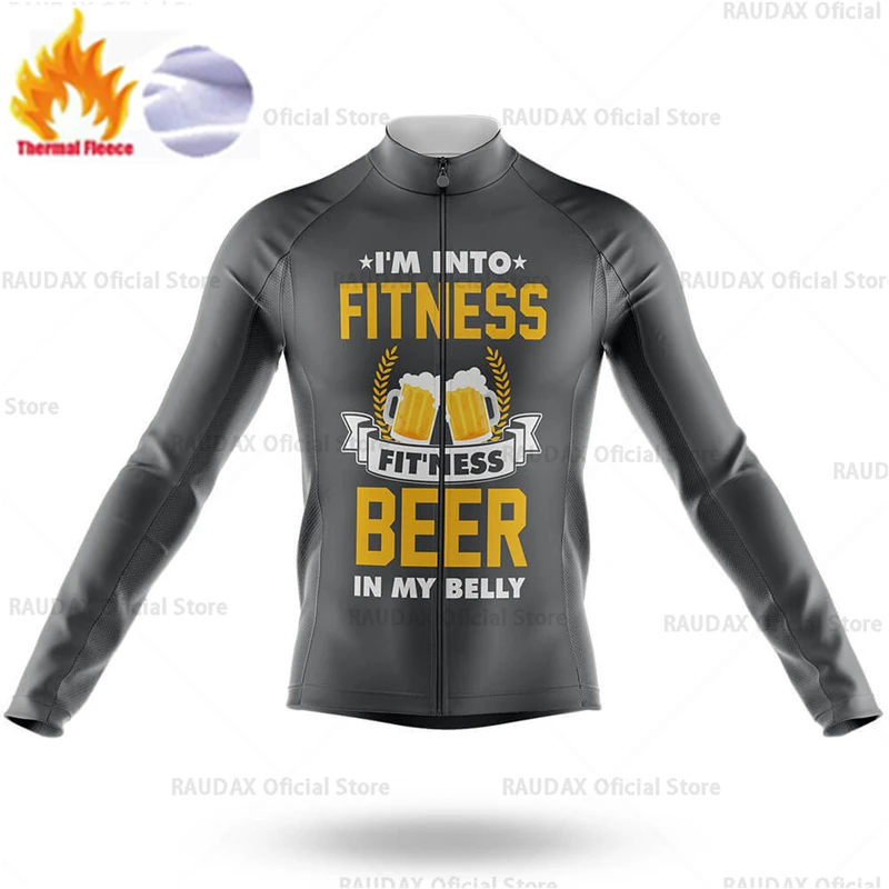 

Winter Thermal Fleece Cycling Jersey Beer Pattern Long Sleeve Bicycle Clothing Cycling Jacket MTB Maillot Ropa Ciclismo Cycling