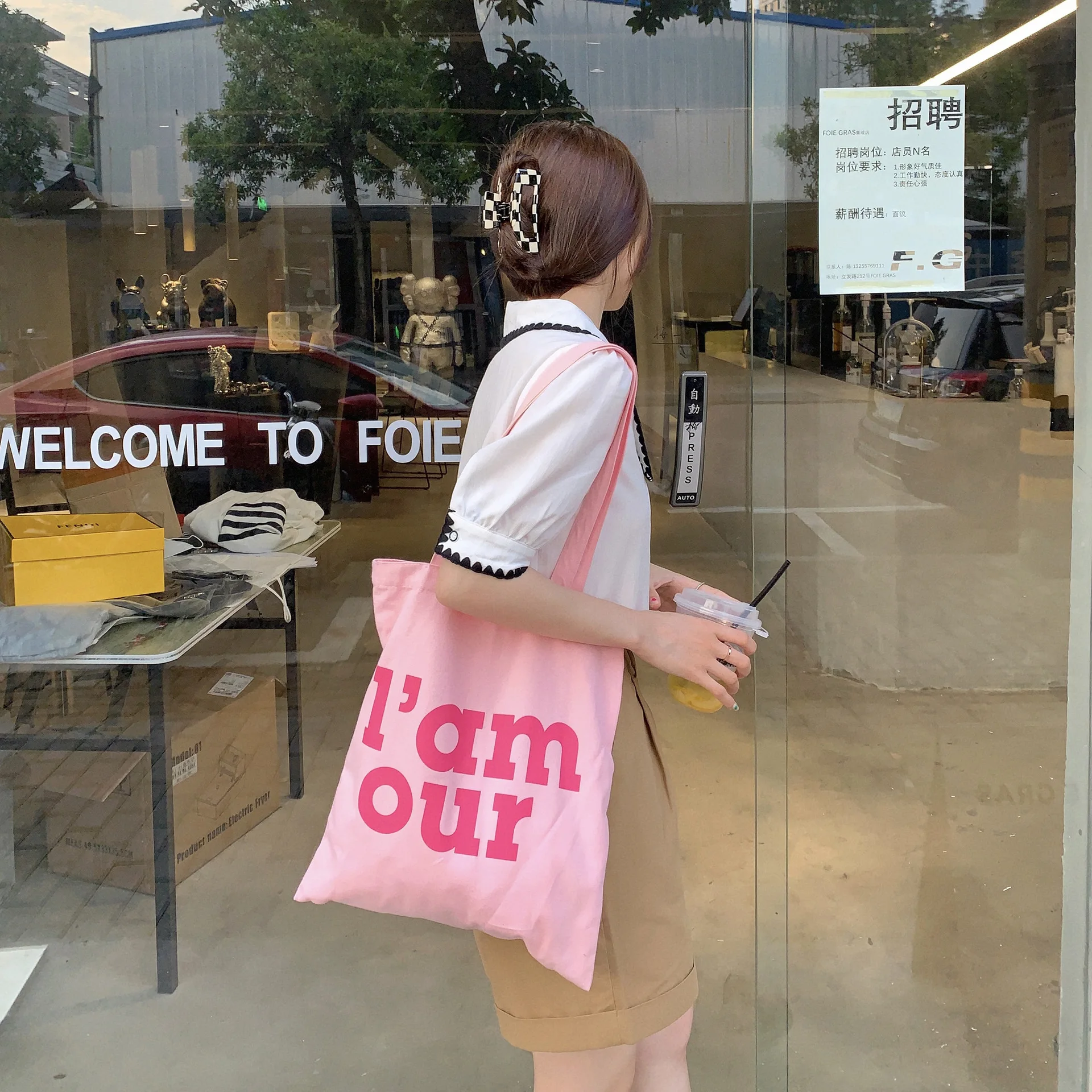 

New Large-Capacity Brand Peach Pink Letter Printing All-Match Western-Style High-Quality Women Shoulder Shopping Tote Handbag