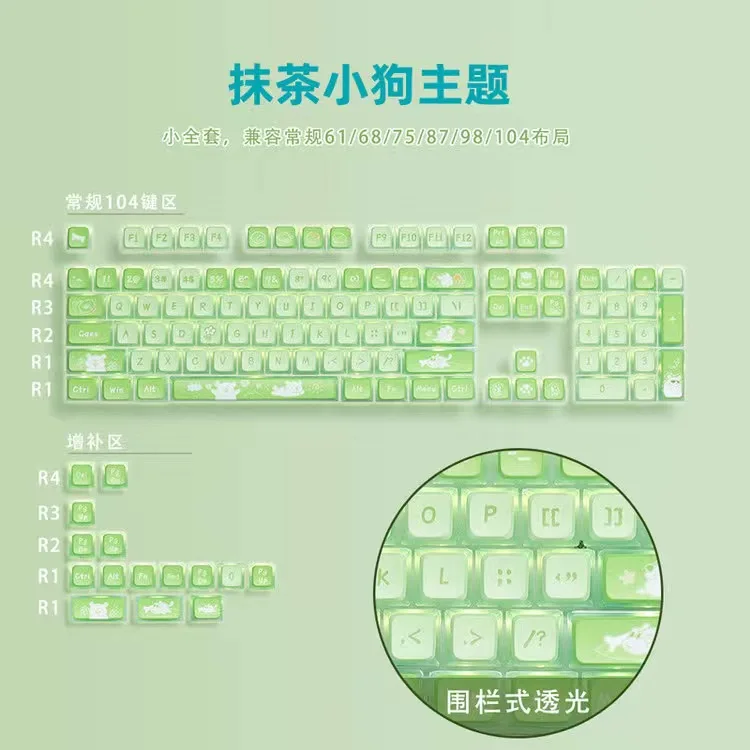 

Прозрачные колпачки для клавиш с профилем ASA, 117 клавиш, милые колпачки для клавиш PBT, оригинальные колпачки для механической клавиатуры, колпачки для клавиш с темой маття
