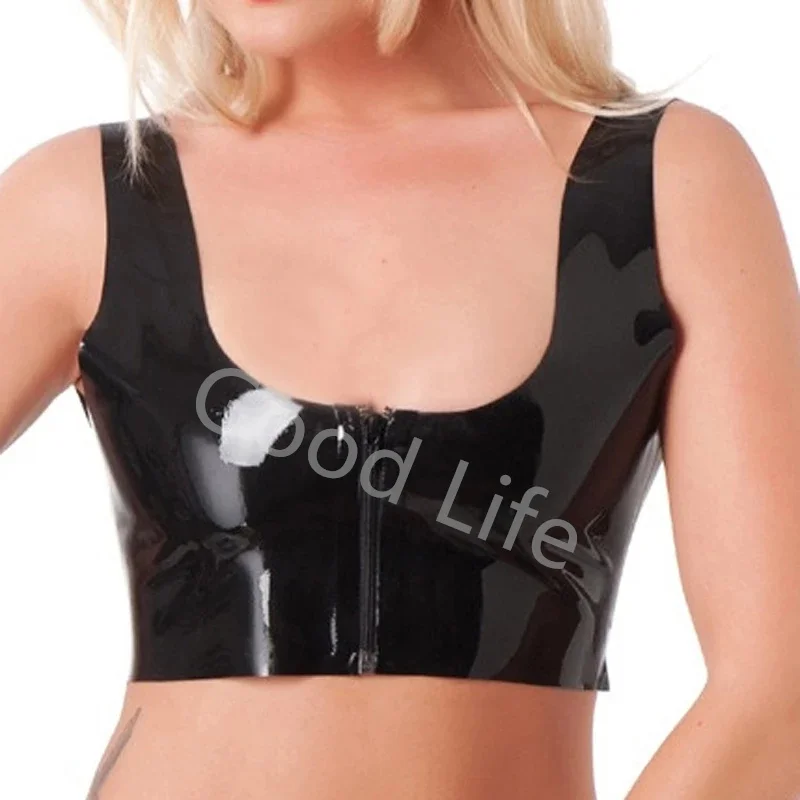 

Женский кроп-топ из натурального латекса, с передней молнией