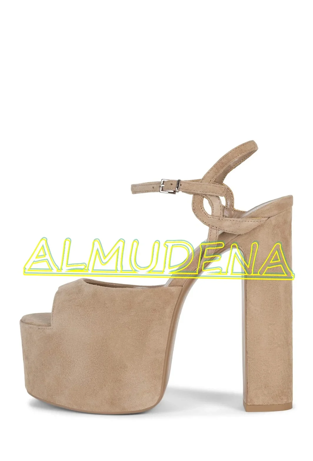 Замшевые летние сандалии на платформе с открытой пяткой однотонные женские