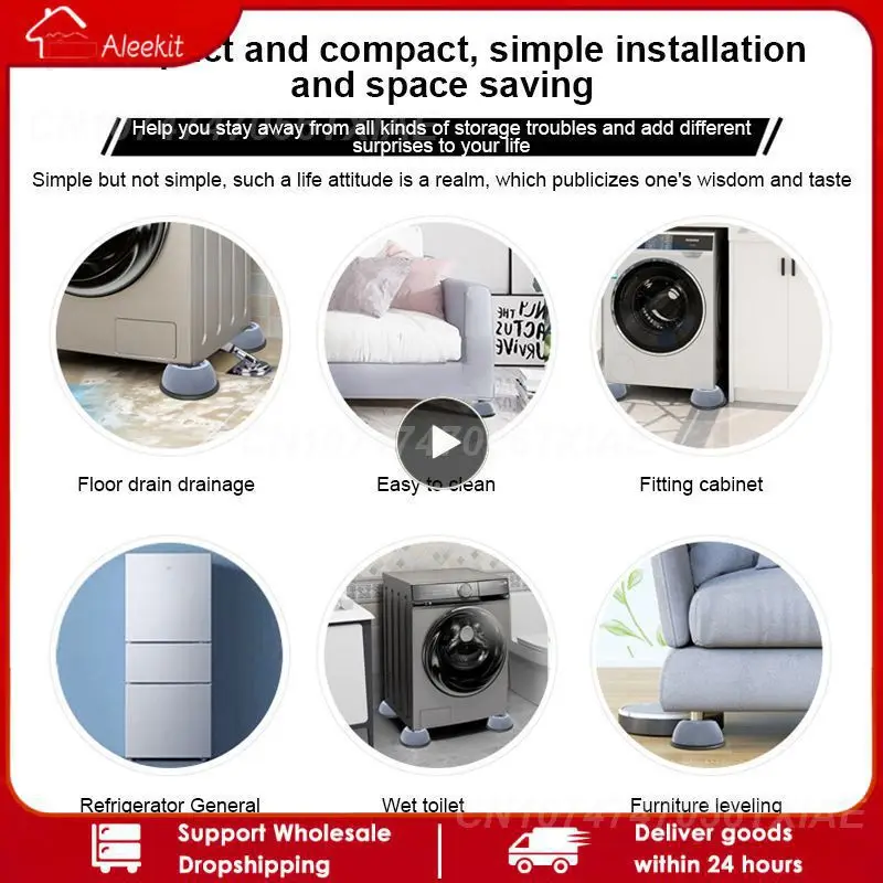 

Refrigerator Mat Universal Roller Base Gray Shock Pad Washing Machine Pad Bathroom Supplies Foot Pad Waterproof Dampproof