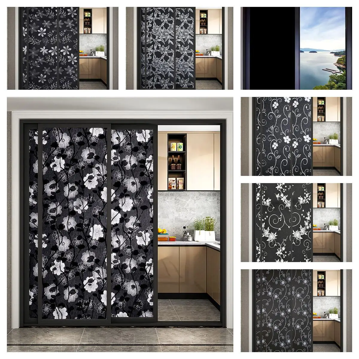 

7 Style Black Window Pravicy Film 100% Light Blocking Blackout Self Adhesive Glass Sticker for Room Dakening Home Decor