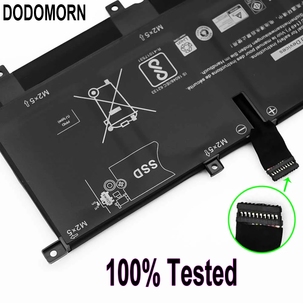 Новый аккумулятор DODOMORN 8N0T7 для Dell XPS 15 9575-D1805TS D1605TS P73F(DF13) 0TMFYT Precision 5530 2-в-1