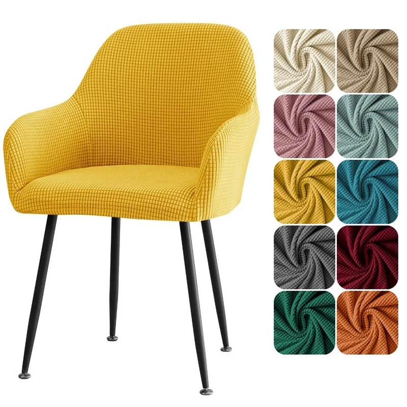 

1pc Elastic Polar Fleece High Back Armchair Covers Home Decor Dining Chairs Cover Solid Color Hotel Bar Seat Slipcover Washable