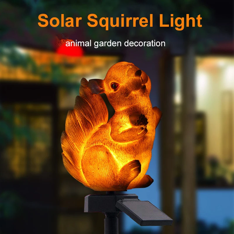 

Squirrel Simulation Garden Decoration Statue Lamp Solar LED Light Resin Figurine Home Lawn Courtyard Decorative Sculptures Craft