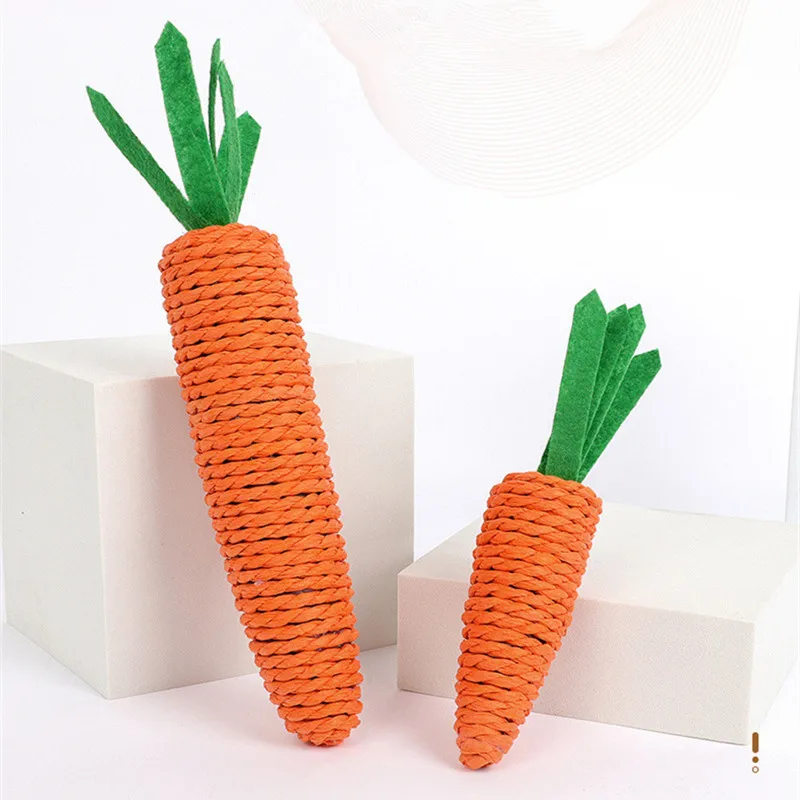 

Carrot Pet Cat Toy Squeak Toy Built-in Bell Toys Chew Toy Hand Knitting Hemp Rope Radish Toy Wholesale Cute Cat Toys Interactive