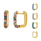 Серьги-кольца женские квадратные из серебра 925 пробы, 1 шт.