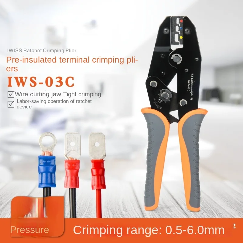 

HS-30J/IWS-03C Ratchet Type Crimping Clamp Insulation Terminal SV Crimping Clamp Multifunctional Tool RV Cold Crimping Clamp