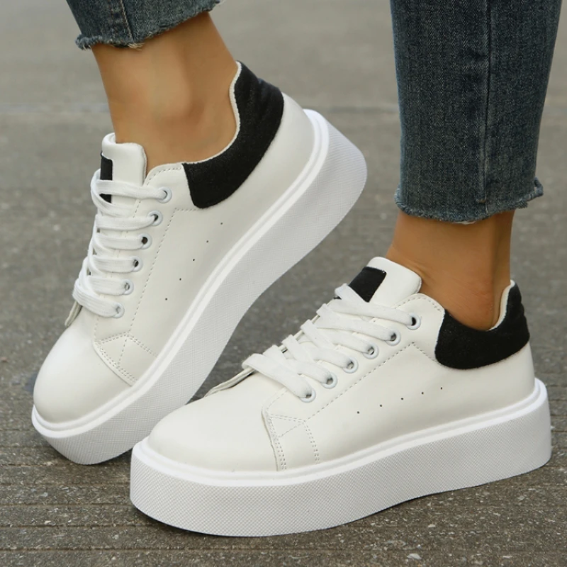 

Women's Sneakers Spring Vulcanized Shoes Casual Platform Shoes Female Footwear Breathable White Ladies Thick Bottom Skate Shoes