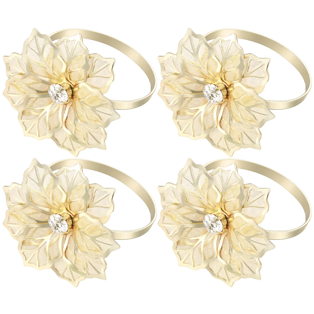 

Napkin Ring Rings Flower Holder Christmas Table Dinner Wedding Buckle Metal Buckles Serviette Day Valentines Holiday Floral Gold
