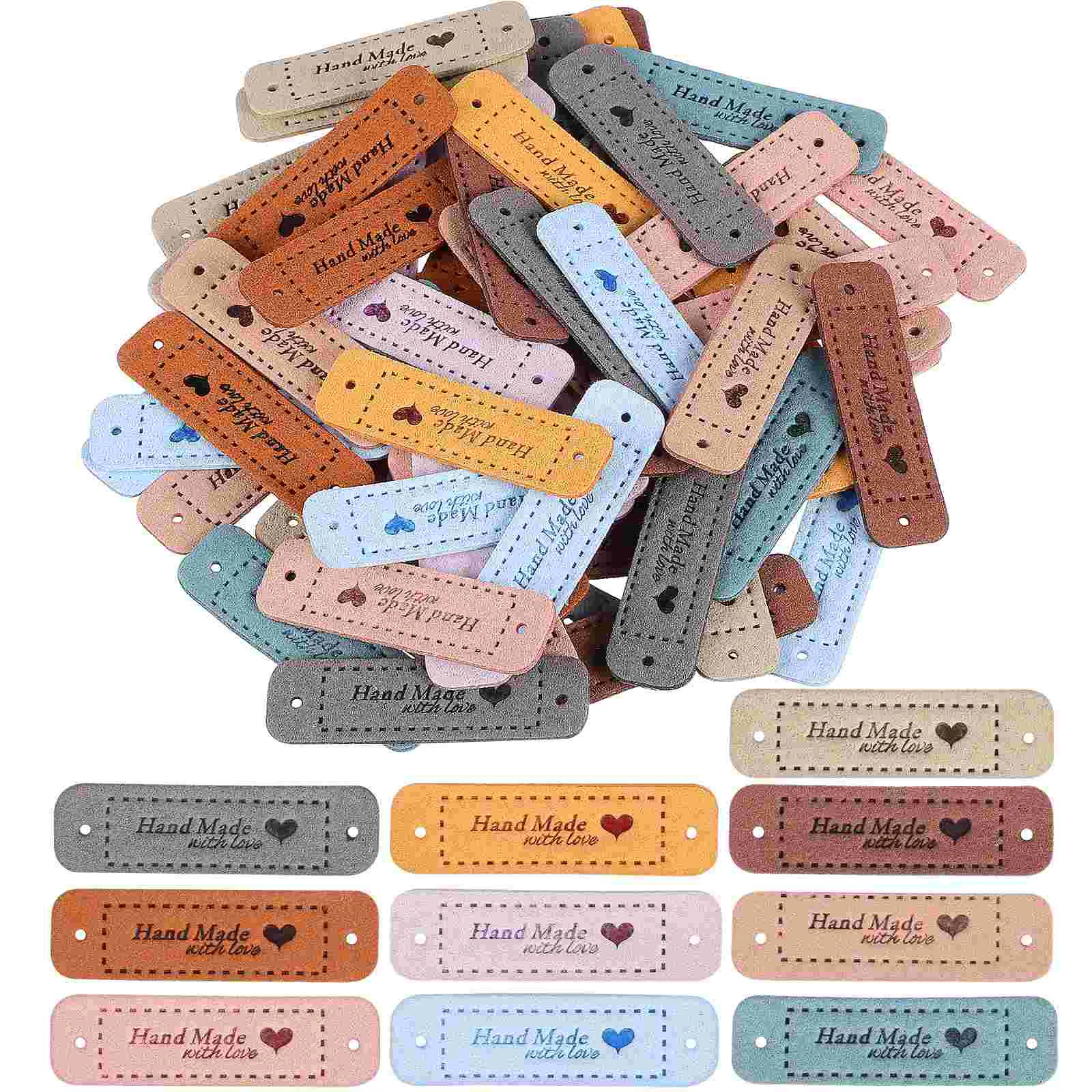 

60 Pcs Handmade Label DIY Accessories Labels Knitting Clothes Crafts Colored Tabs Textured Embossed Tag Embellishment