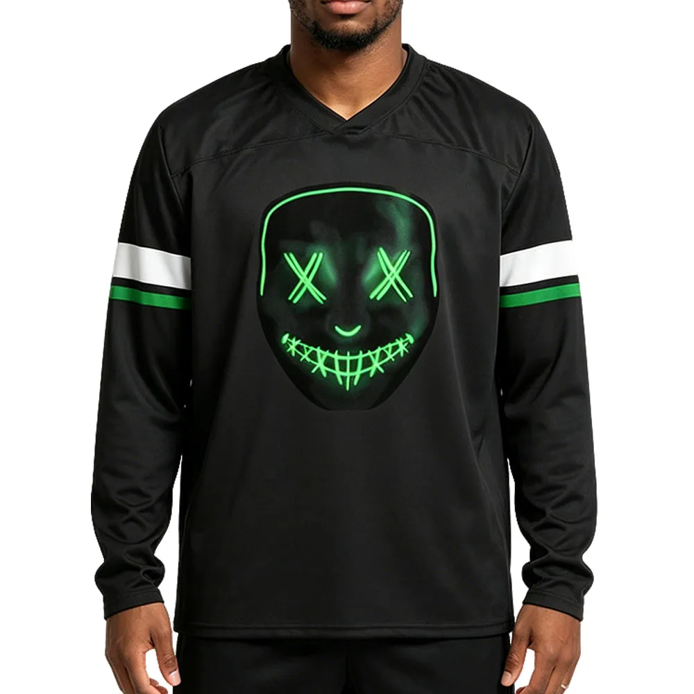 Фото Футболка с графическим принтом LEGACY OF GODS X HEATHENS HOCKEY JERSEYS, дизайн Рины Кент, свободная мужская футболка с длинными рукавами, унисекс, уличная одежда №1