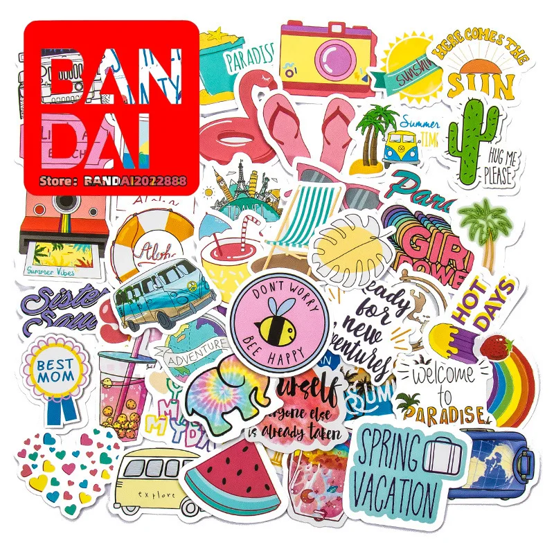 

50 Ins Style Fresh Amazon Hot Non-Infringement Waterproof Graffiti Suitcase Stickers Luggage Stickers