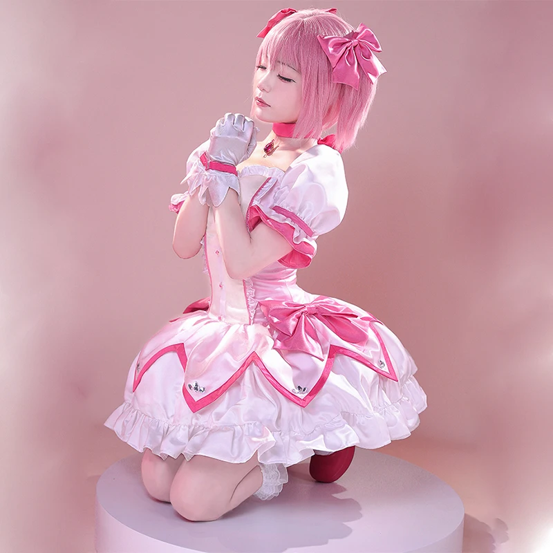 Фото Магический Женский Костюм Puella Magi Madoka Magica, магический костюм Канаме мадоки для косплея, короткое розовое платье для бала, костюм для косплея №4