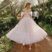 angelsbridep pink evening party gowns vestidos de festa off shoulder fashion rushed tulle design princess birthday prom dress