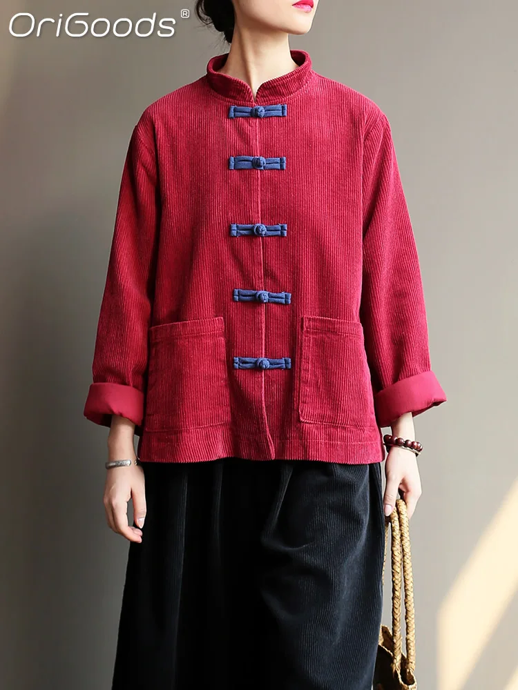 

Женское вельветовое пальто в китайском стиле, весна-осень 2022