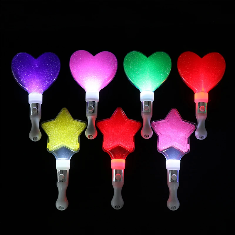 

1Pc Colors Change LED Glow Stick Heart Star Shape Luminous Concert Cheering Tube Wedding Party Light Stick