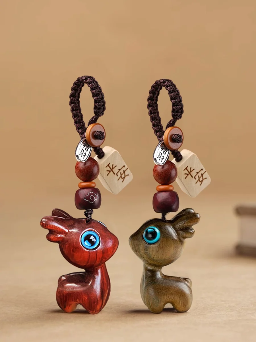 Безопасный брелок с красным сандаловым оленем автомобильный кулон подвеска на