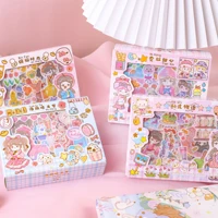 10pcs pet cartoon cute girl pink ins clothing style transparent waterproof hand account stationery sticker set