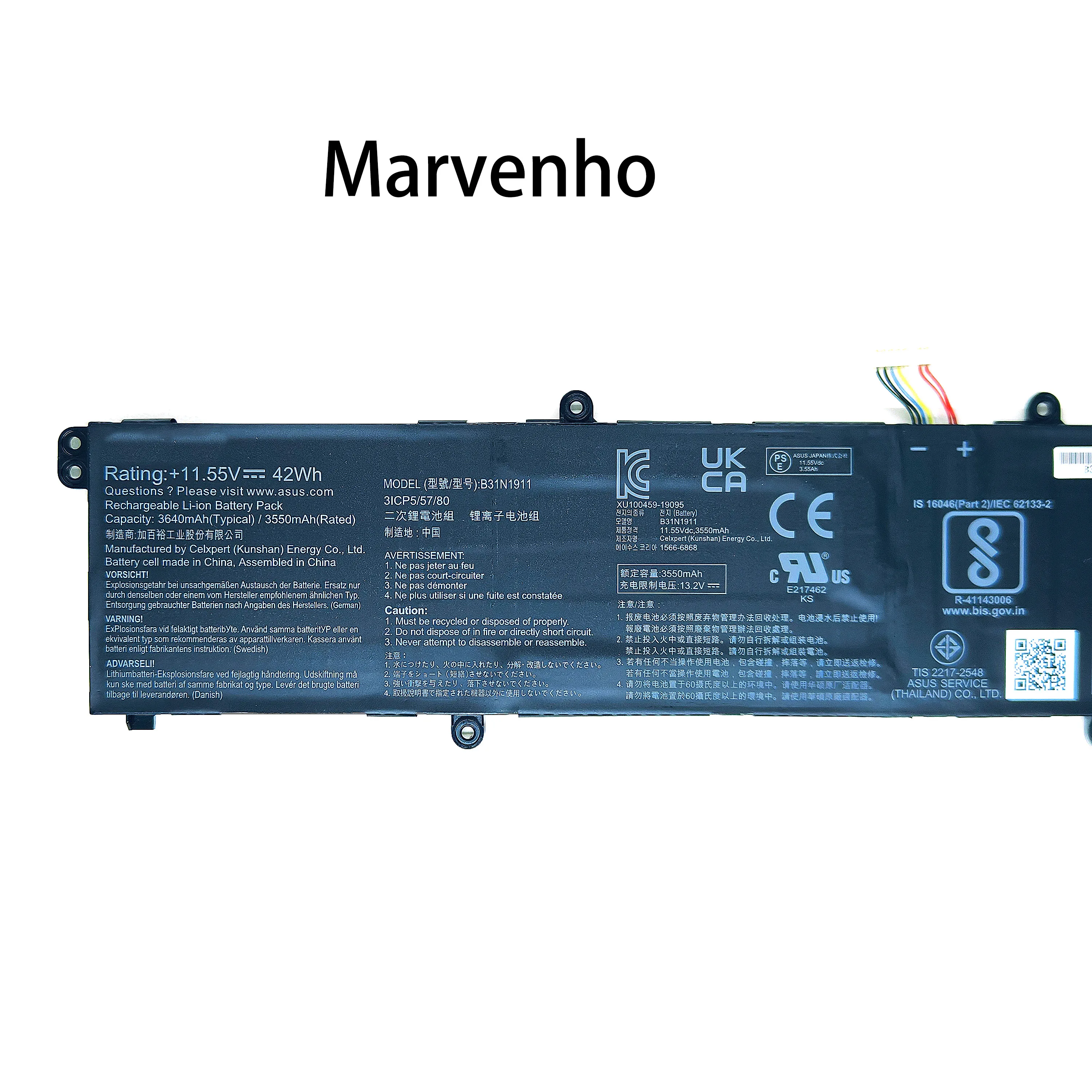 Фото Новая батарея Marvenho 11.55V 3550mAh 42Wh B31N1911 C31N1911 для ноутбуков ASUS VivoBook Flip 14 TM420IA, M413, M413DA №3