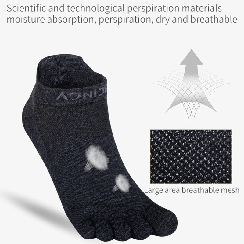 Toe Socks 2022 New Merino Wool Run Lightweight No-show Blister prevention Five Fingers Running Basketball Pilates Yoga Socks Men