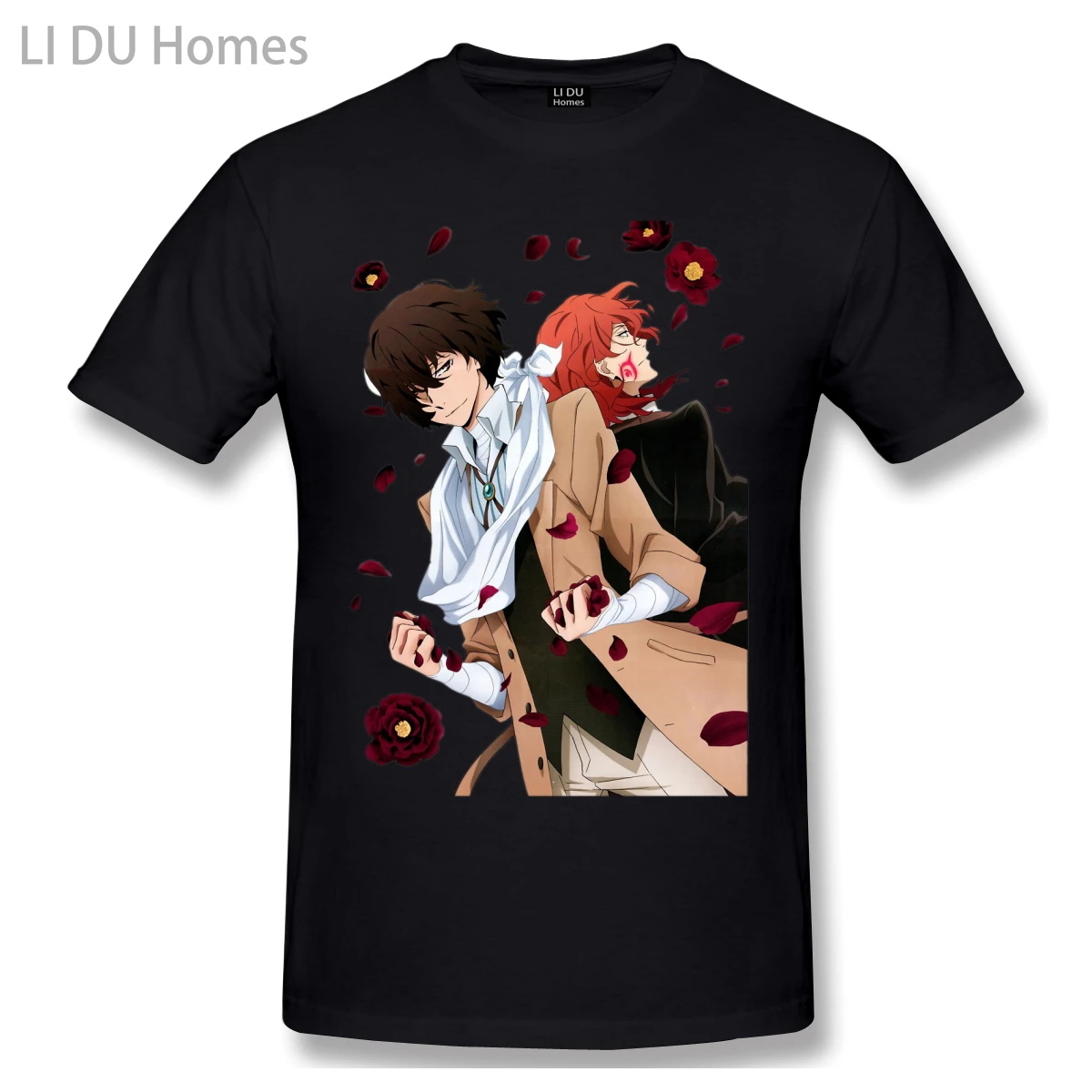 

LIDU 2 Sides T-Shirt Funny Tees O Neck 100% Cotton Bungou Stray Dogs Clothes Humor T Shirt