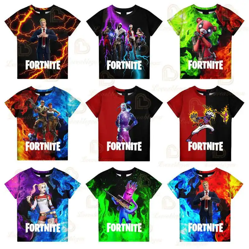 

Battle Royale Fashion Thin Teen Clothes Fortnite Shooting Game 3d Tees Boys Girls Tops Tshirt Hero Children's Wear Kids T-shirt