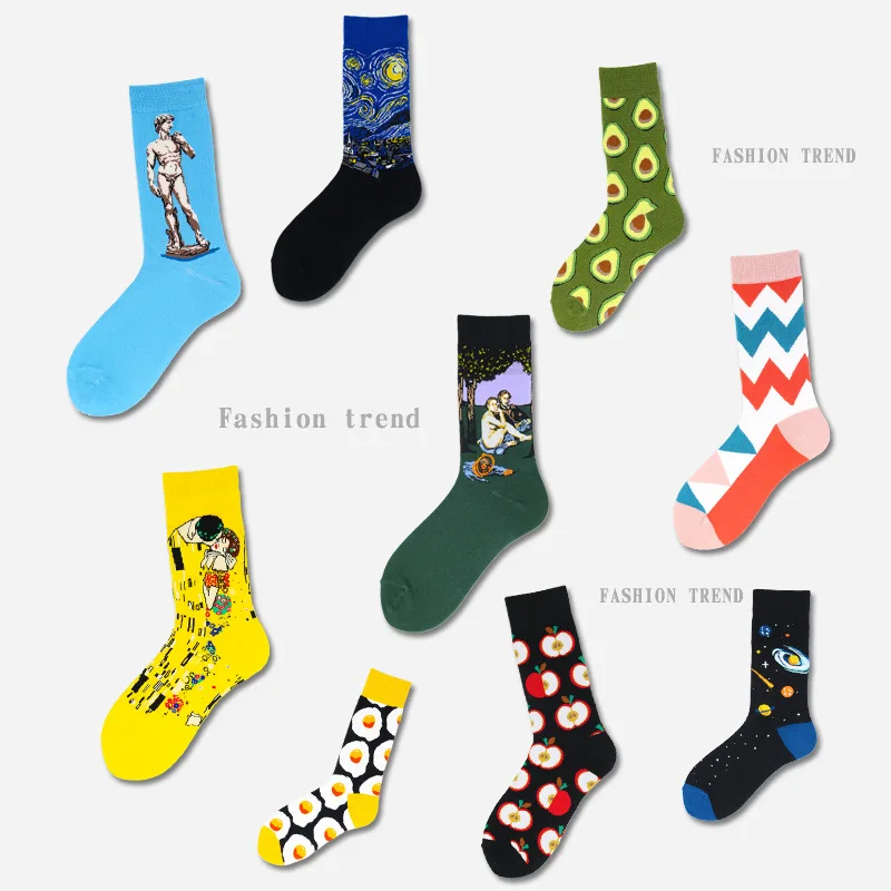 

Fashion Funny Mens Socks Hip Hop Harajuku Kawaii Cartoon Cotton Socks Fruit Animal Beer Food Happy Casual Socks Gifts for Men