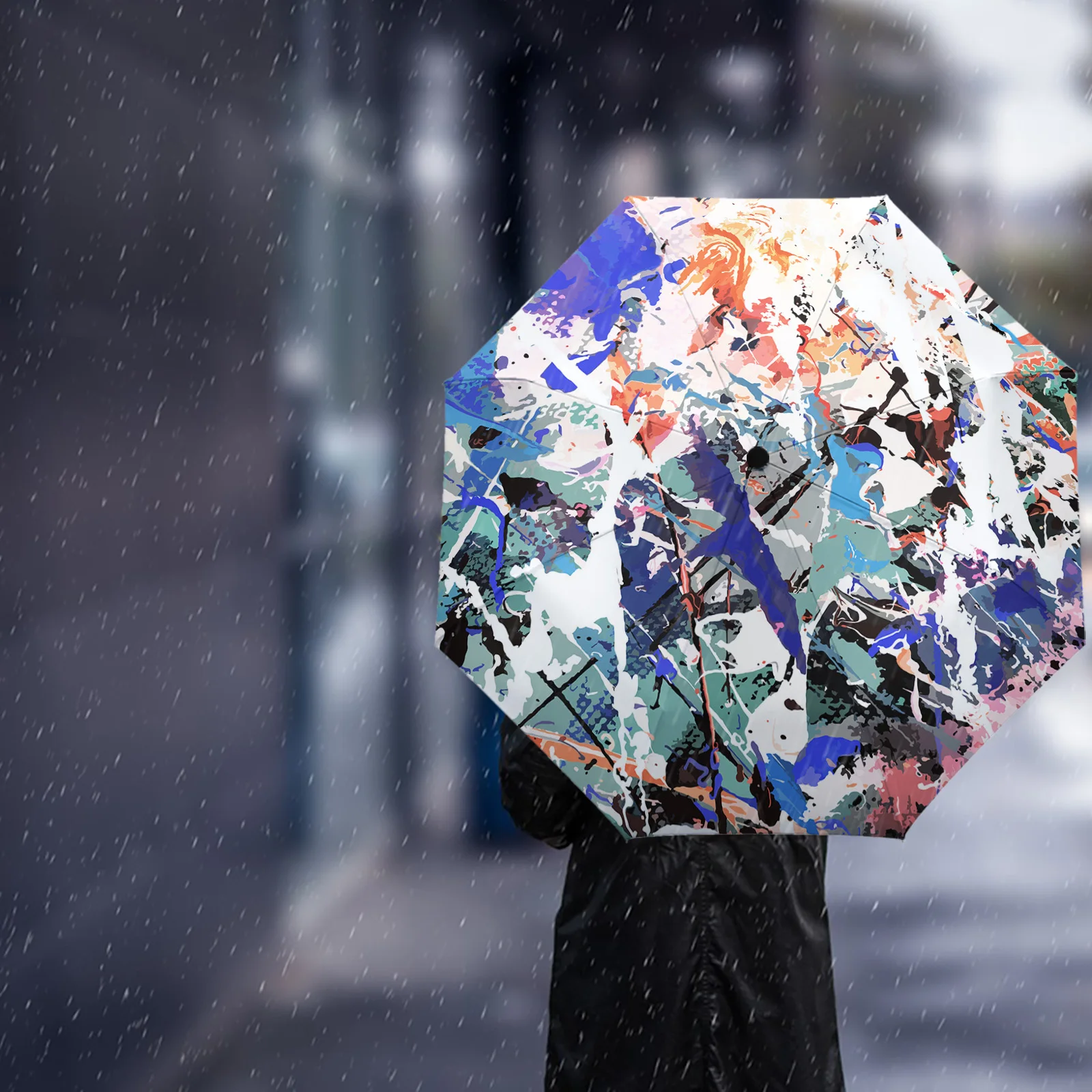 Автоматический зонт с граффити для мужчин и женщин уличный складной аксессуар 8