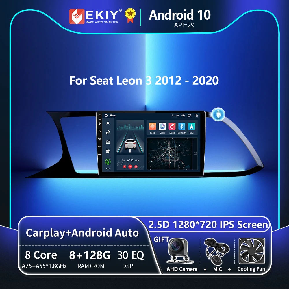 

EKIY T8 8G 128G для Seat Leon 3 2012 2013 2014-2020 Автомобильный радиоприемник GPS Авто Android Carplay Беспроводная мультимедийная система BT Магнитофон № 2 Din 2din DVD-вид...