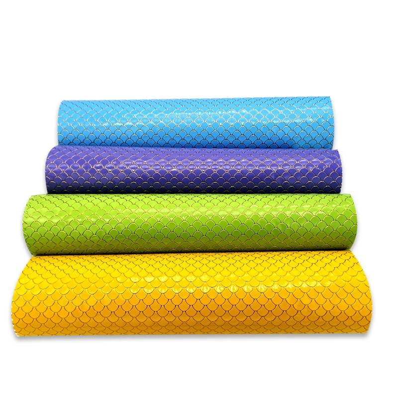 

46*135CM Gold Mermaid PU Faux Synthetic Leather Fabric Sheets for Hair Bow/earrings/Decorative/home textile DIY Sewing material