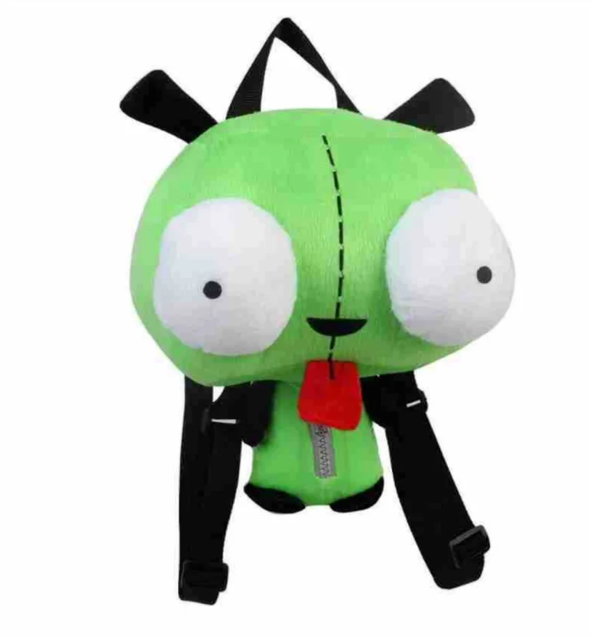

2021 Alien Invader Zim 3D Eyes Robot Stuffed Plush Backpack Green Bag 14 inches Gift
