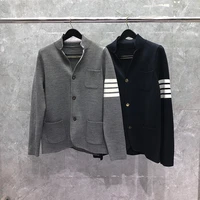 tb thom knitted suit blazer men british casual suit fashion brand mens jacket turn down collar spring autumn wool coat