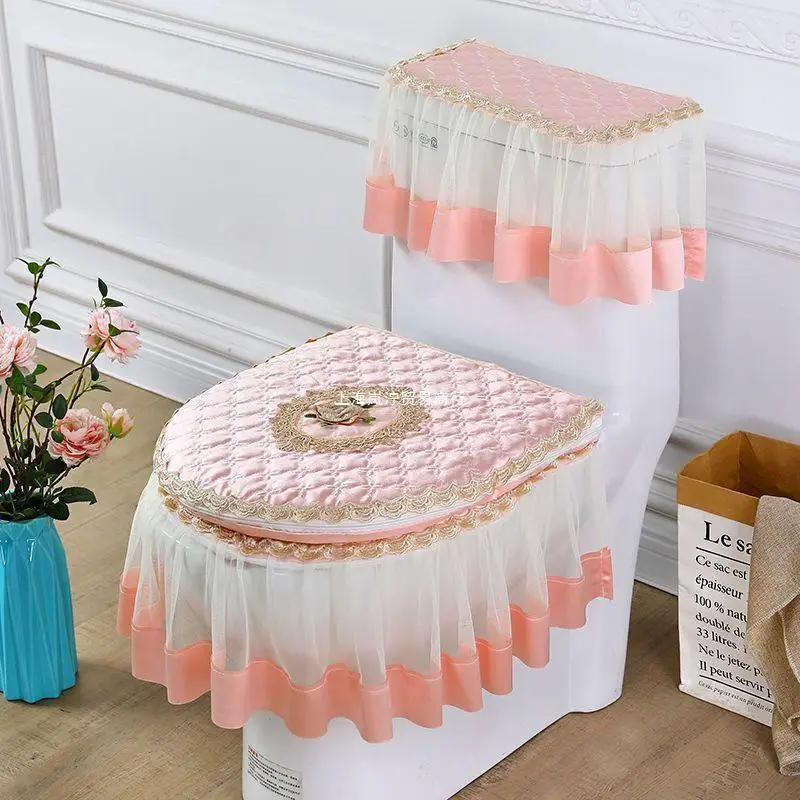 

New Three Piece Toilet Cushion Set Seasonal Universal Double-sided Toilet Seat Cover Zipper Style Fabric Toilet Seat Cushion
