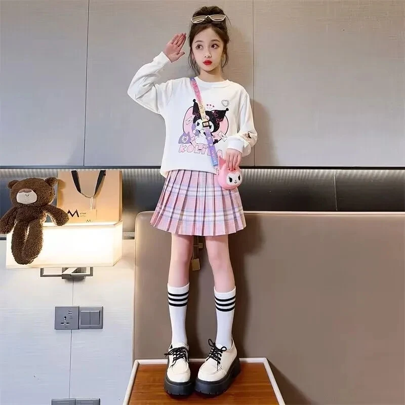 2 шт./комплект Детский комплект из свитшота и юбки с длинным рукавом